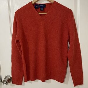 Charter Club Men's 100% Pure New Wool V-Neck Sweater in Rich Red Size M